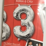 Balónek foliový narozeniny číslo 3 stříbrný 33cm x 20cm